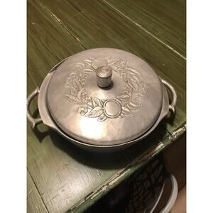 Vintage EVERLAST Hand Forged Aluminum Double Handled Serving Bowl with Lid